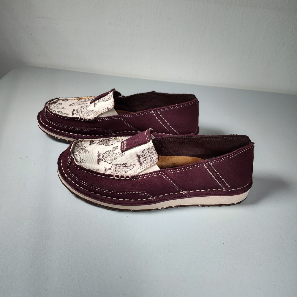 Ariat Henhouse Cruiser Wine Purple Suede Chicken Print Canvas Loafers Womens 7